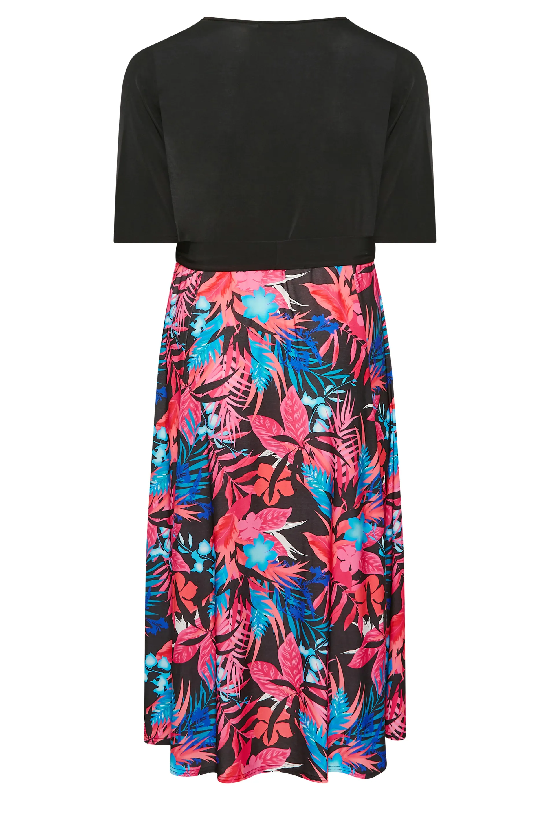 YOURS LONDON Curve Black Tropical Print Wrap Dress