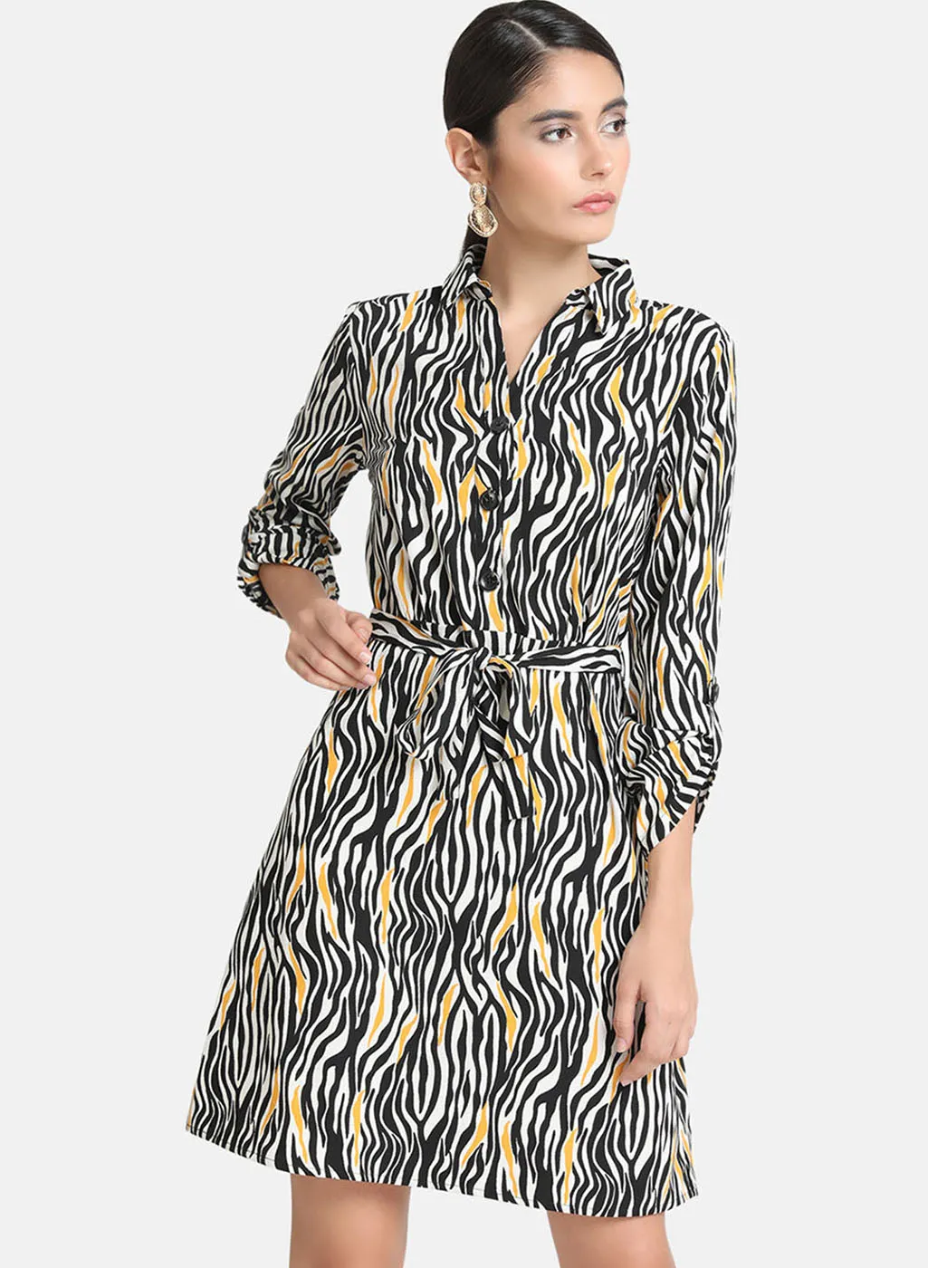 Zebra Print Shirt Dress