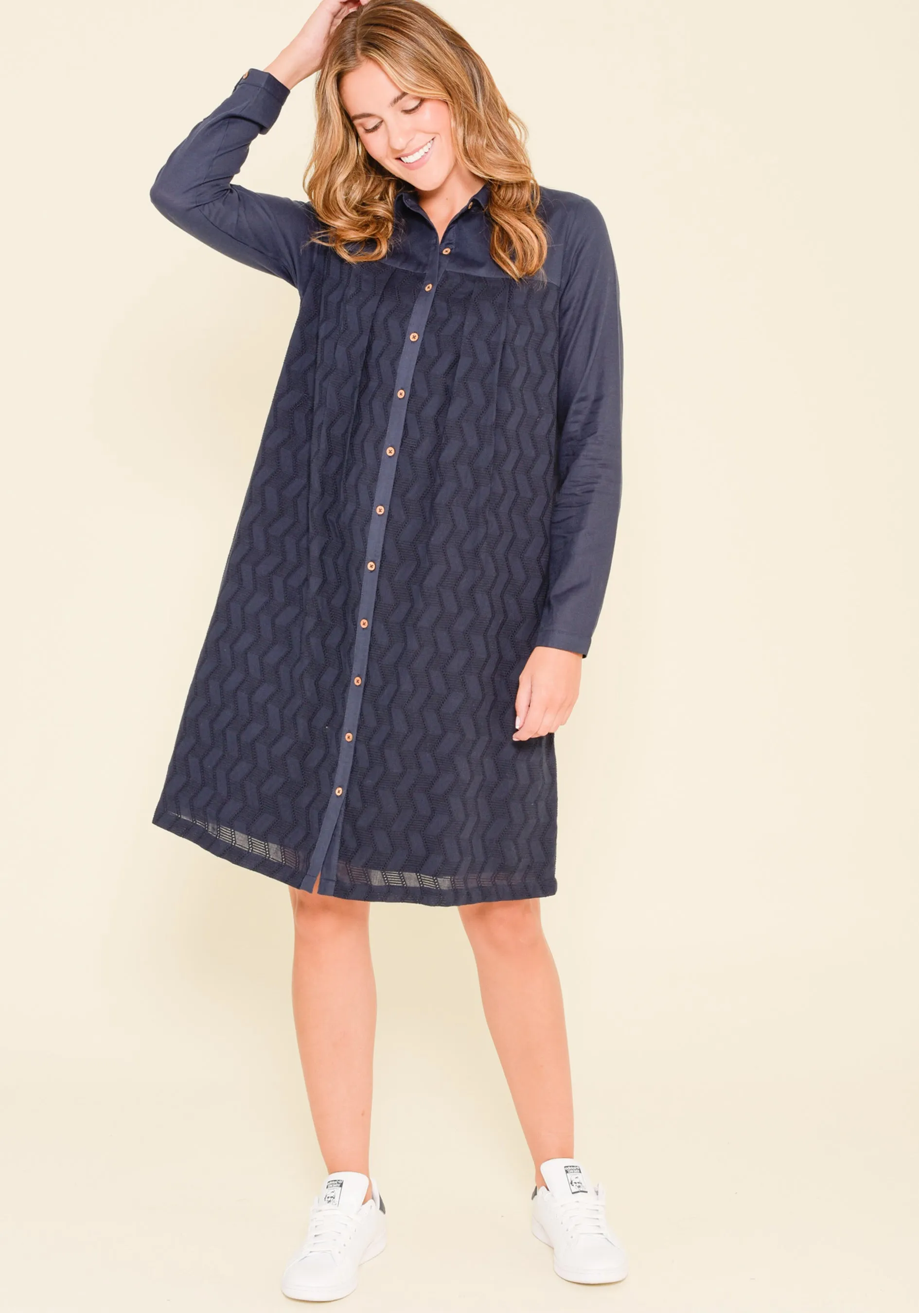 Zig Zag Broderie Shirt Dress