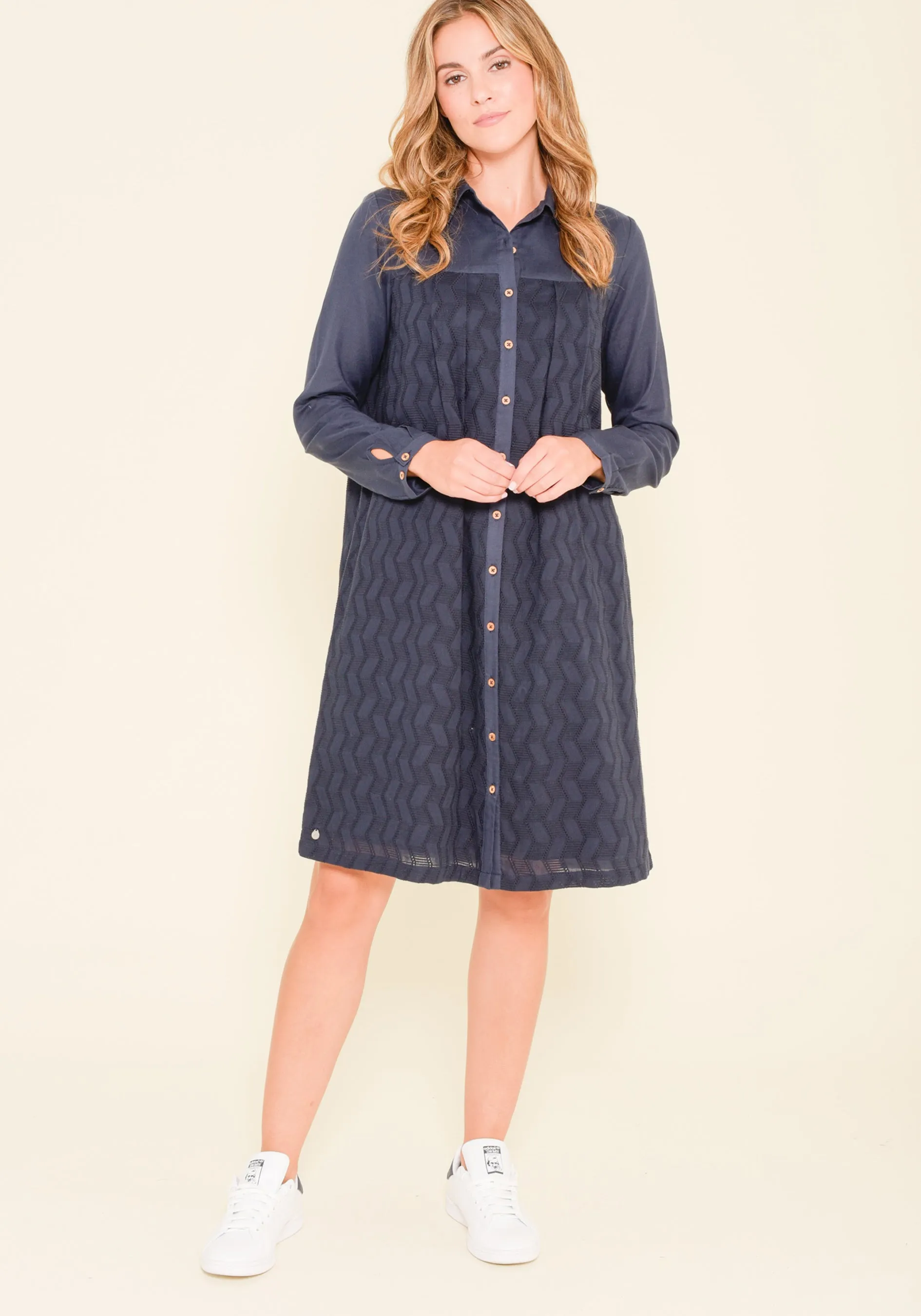 Zig Zag Broderie Shirt Dress